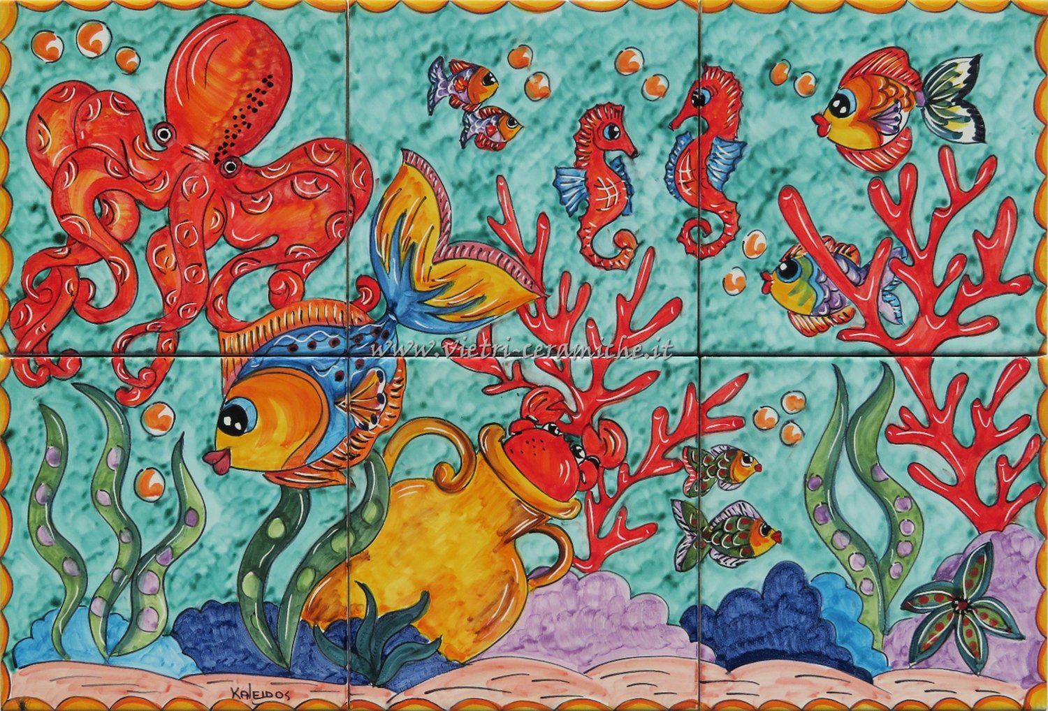 Pannello di Piastrelle Fondale Marino Amalfitano 60x40 cm